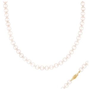 Freshwater Pearl Necklace with Gold 14k Clasp — White Pearls